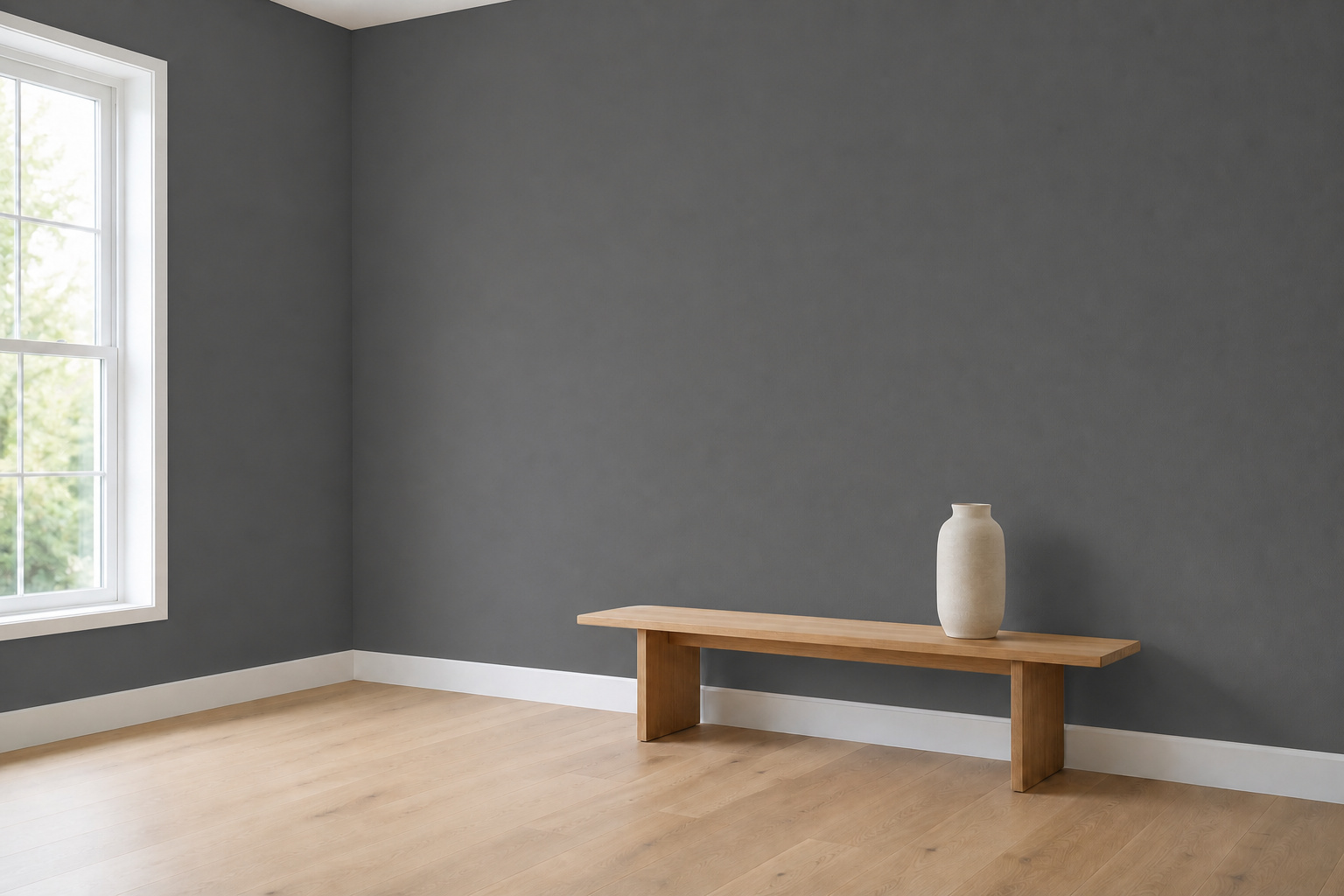 Room with both walls painted Basalt