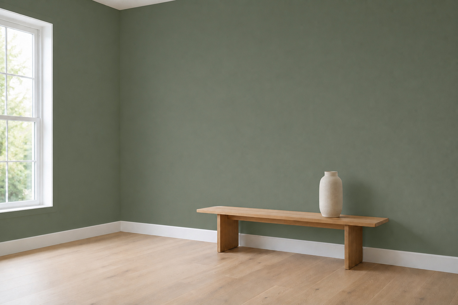 Room with both walls painted Eucalypt