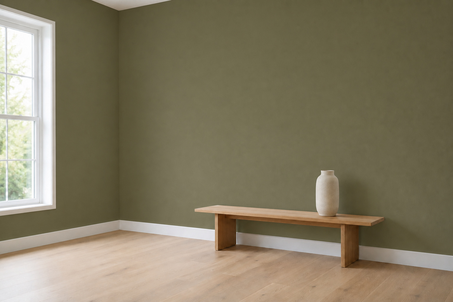 Room with both walls painted Olive Grove