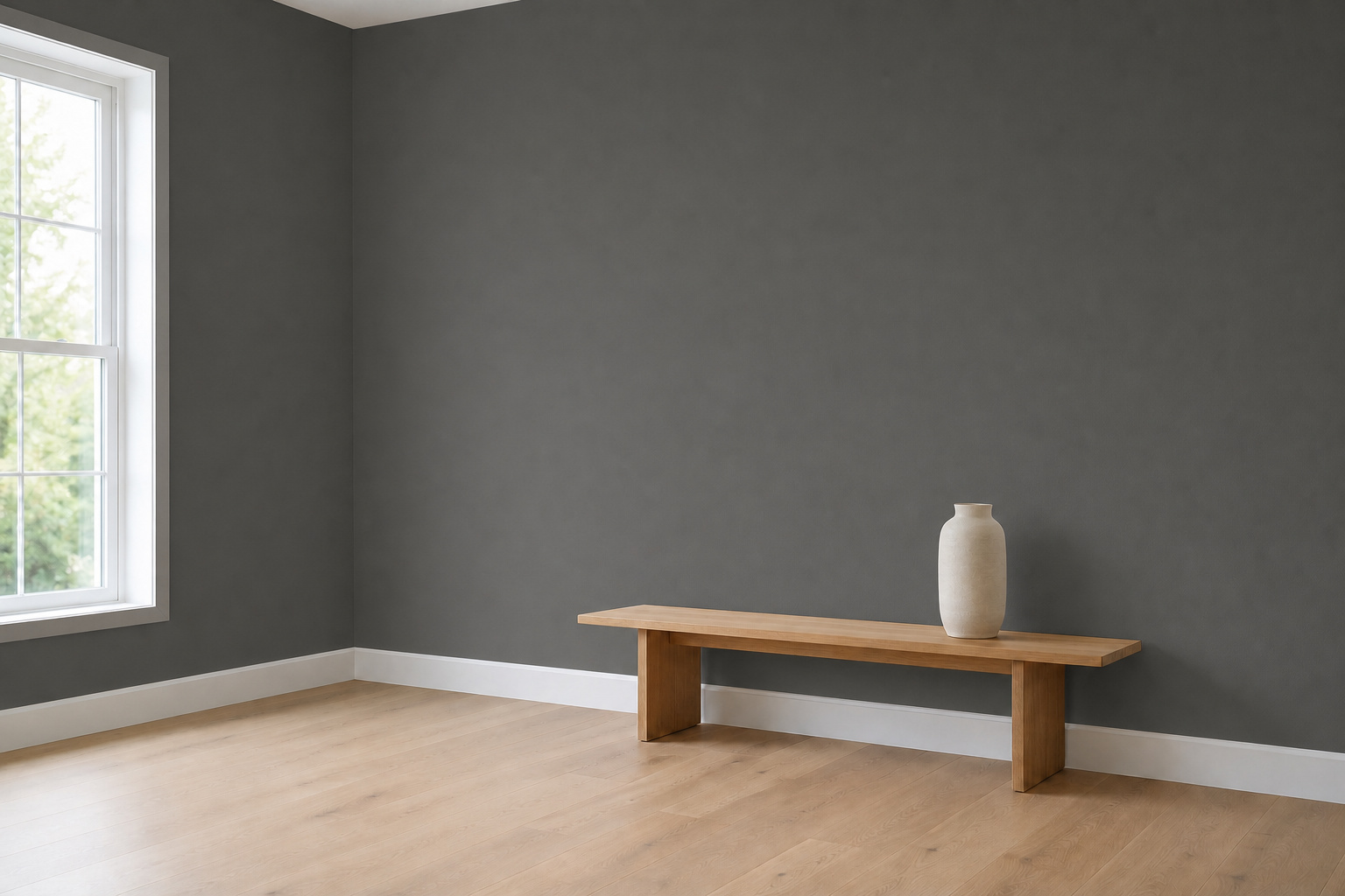 Room with both walls painted Woodland Grey